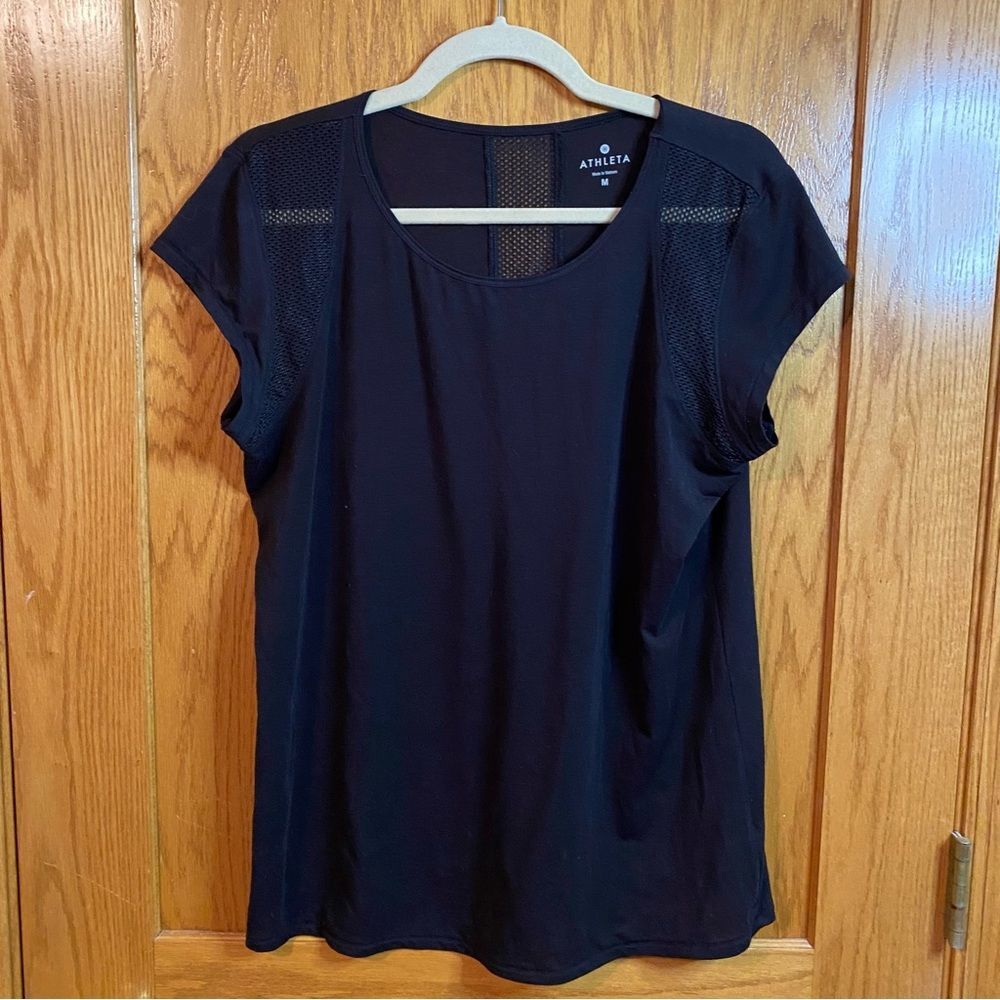 Athleta Black Mesh T-Shirt